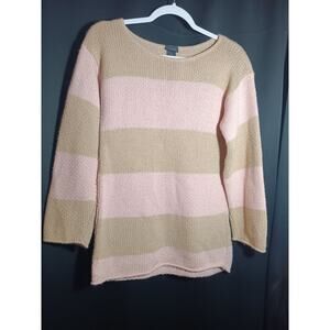 Rue 21 Womens Striped Sweater Size Small Brown Pink Casual Knit Pullover Style